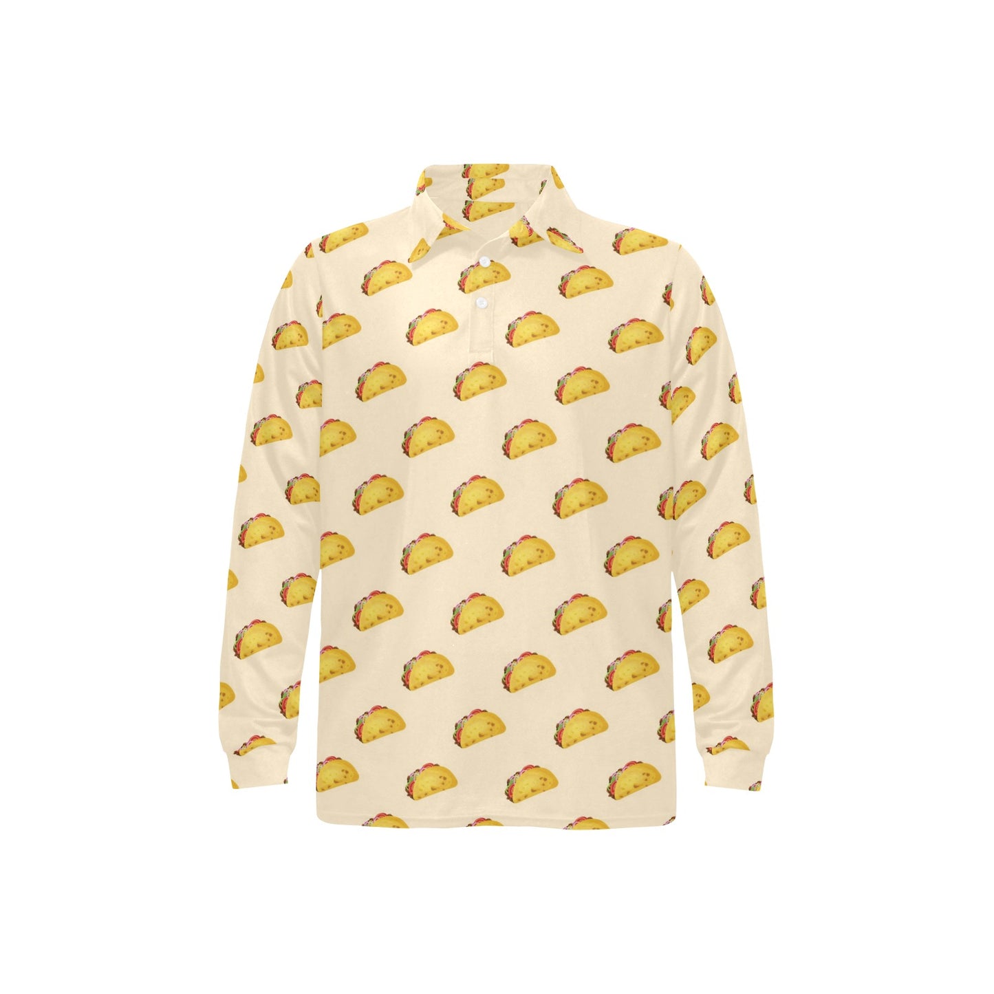 Taco Print Design LKS302 Long Sleeve Polo Shirt For Men's