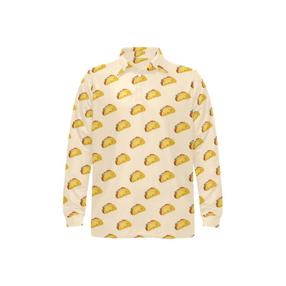 Taco Print Design LKS302 Long Sleeve Polo Shirt For Men's