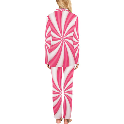 Vortex Twist Swirl Candy Print Women's Long Pajama Set
