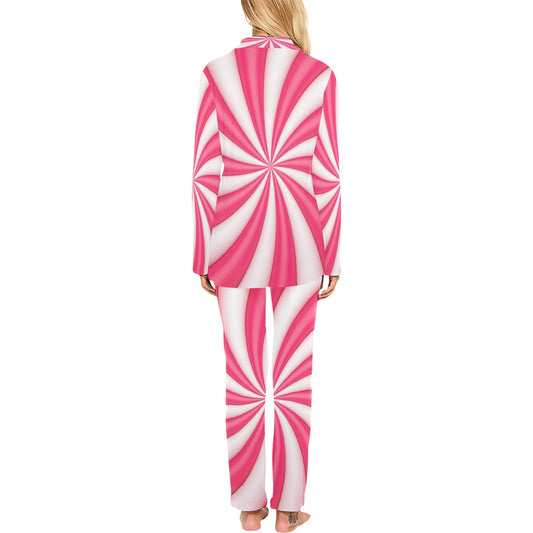 Vortex Twist Swirl Candy Print Women's Long Pajama Set