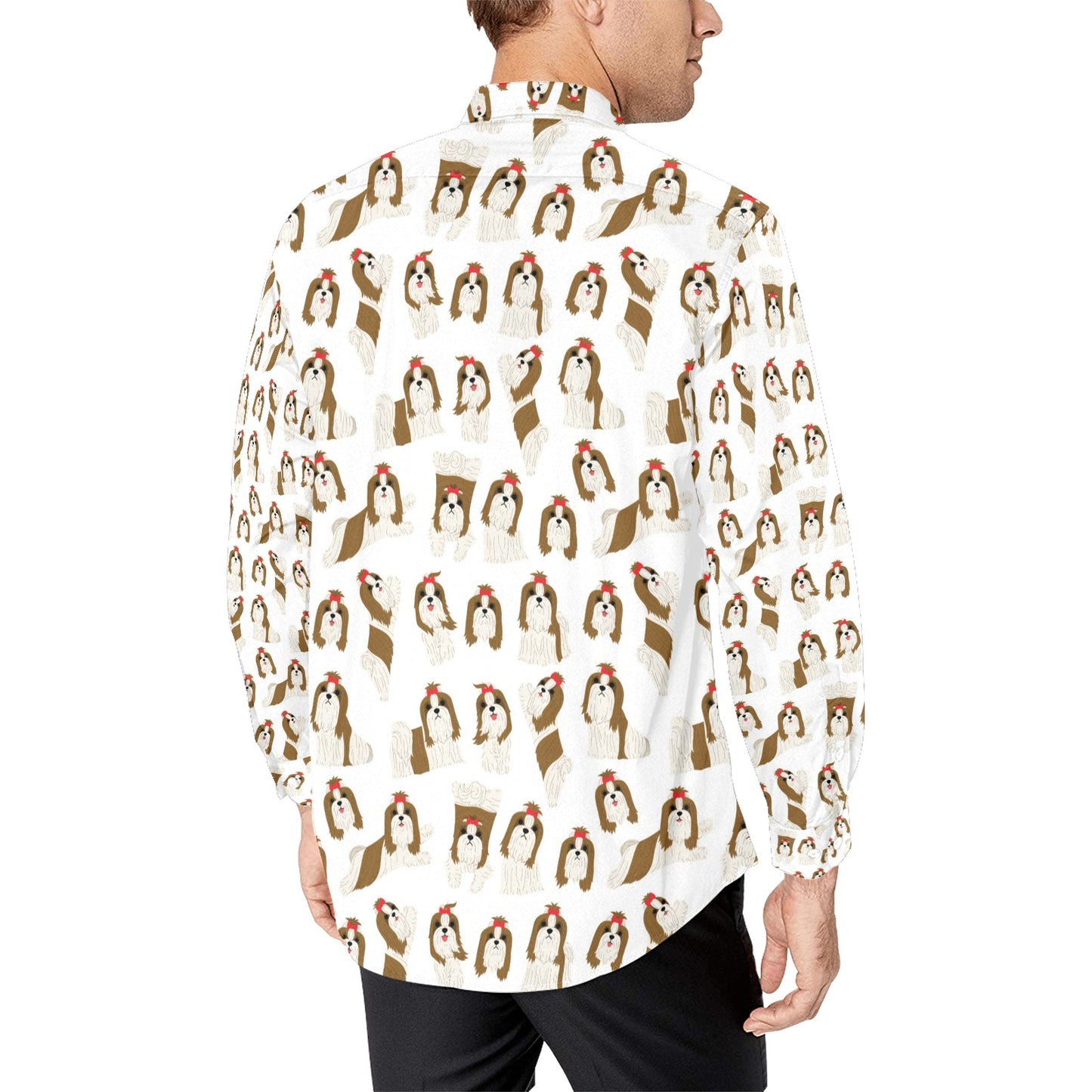 Shih Tzu Print Design LKS302 Men's Long Sleeve Dress Shirt