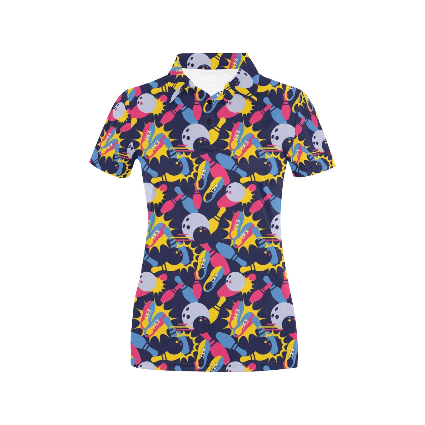 Bowling Pattern Print Design 02 Women's Polo Shirt