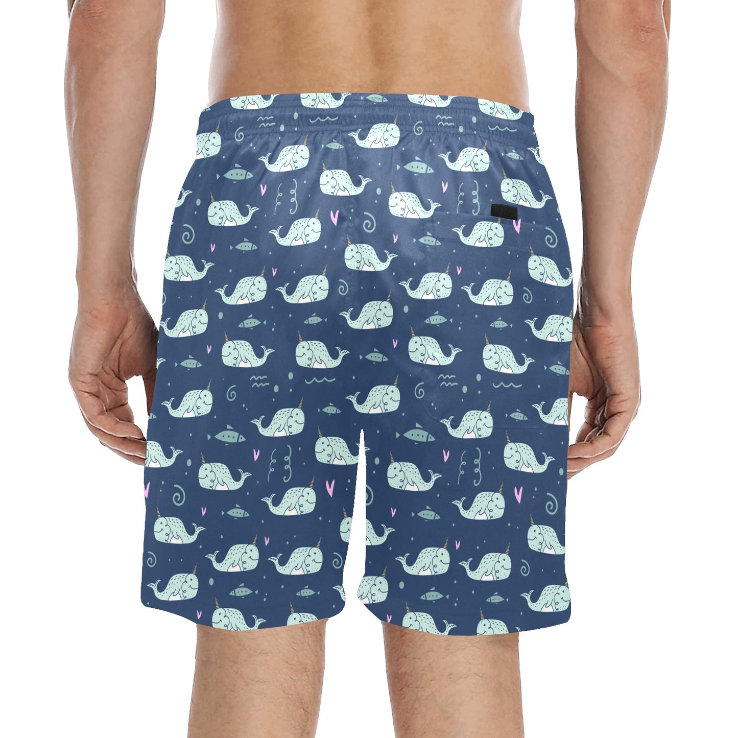 Narwhal Design Print Men's Swim Trunks Beach Shorts