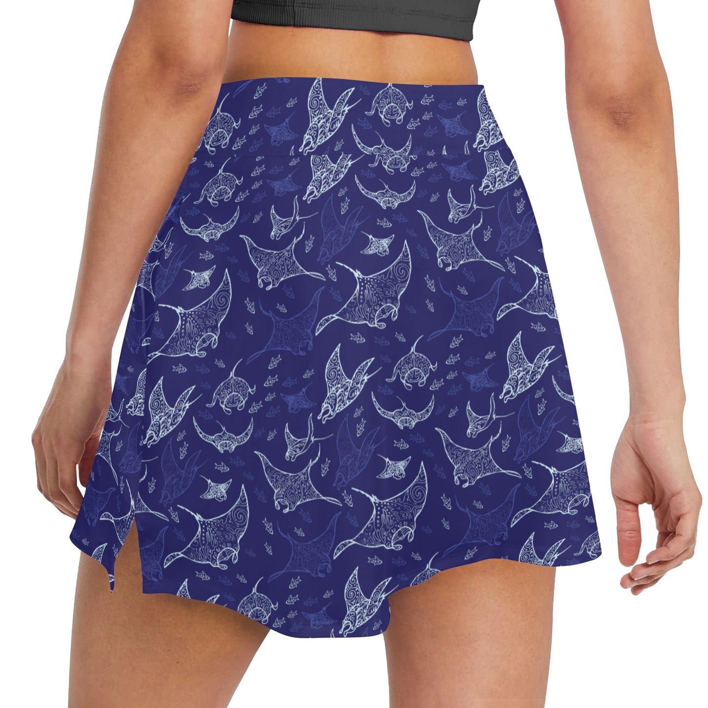 Manta Ray Print Design LKS401 17" Golf & Pickleball Skort with Pockets