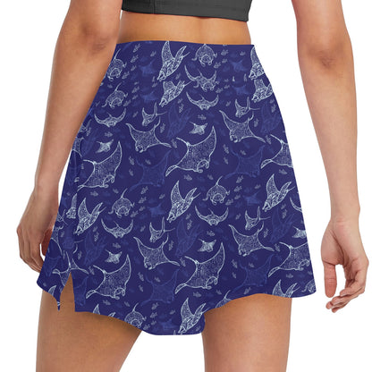 Manta Ray Print Design LKS401 17" Golf & Pickleball Skort with Pockets