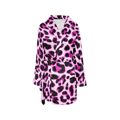 Pink Leopard Print Women's Fleece Robe