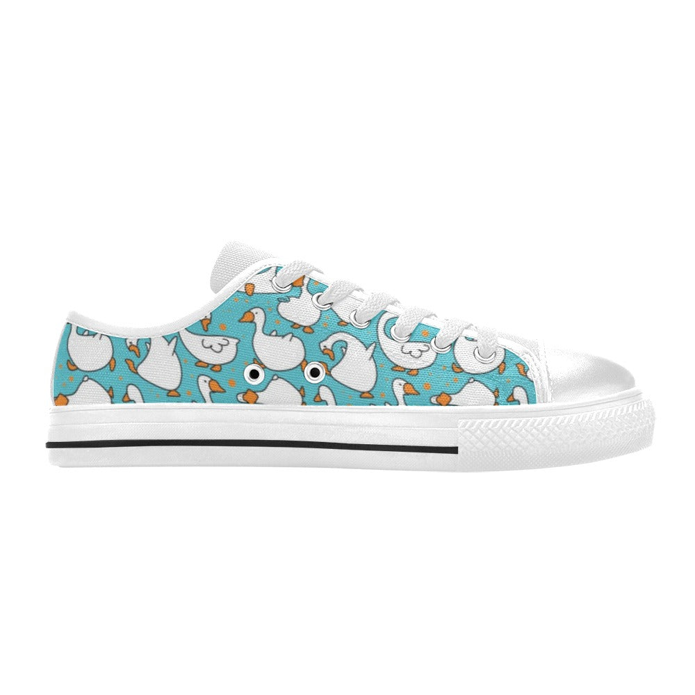 Goose Print Design LKS403 Women's White Low Top Shoes