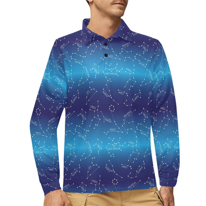 Virgo Print Design LKS302 Long Sleeve Polo Shirt For Men's