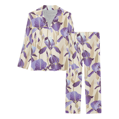 Iris Pattern Print Design IR02 Women's Long Pajama Set