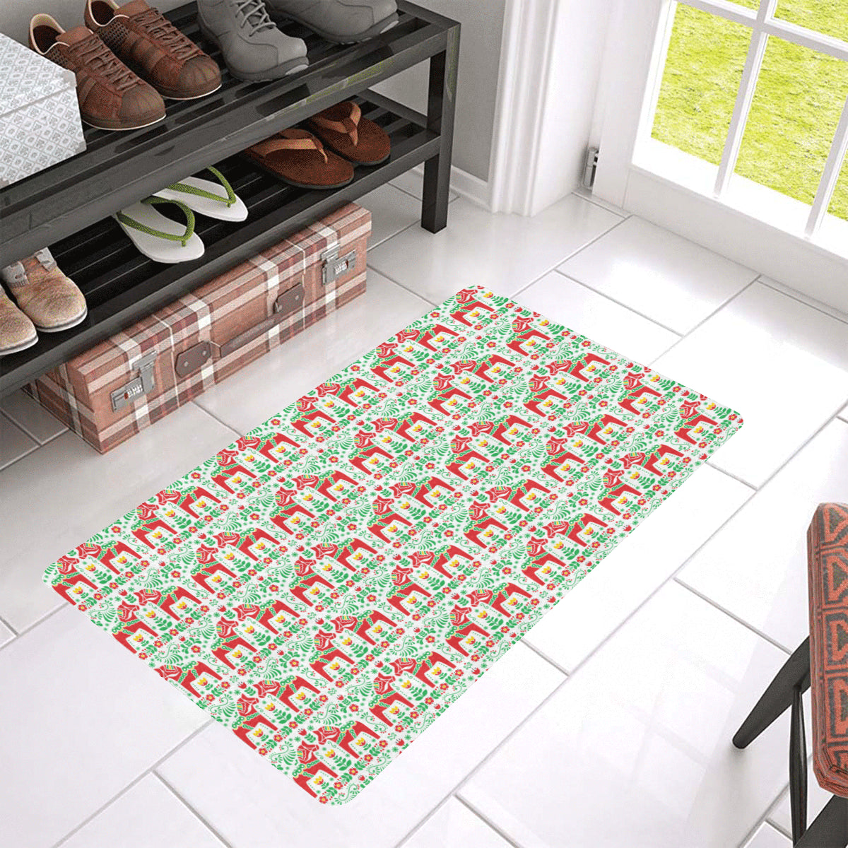 Swedish Dala Style Pattern Rubber Doormat