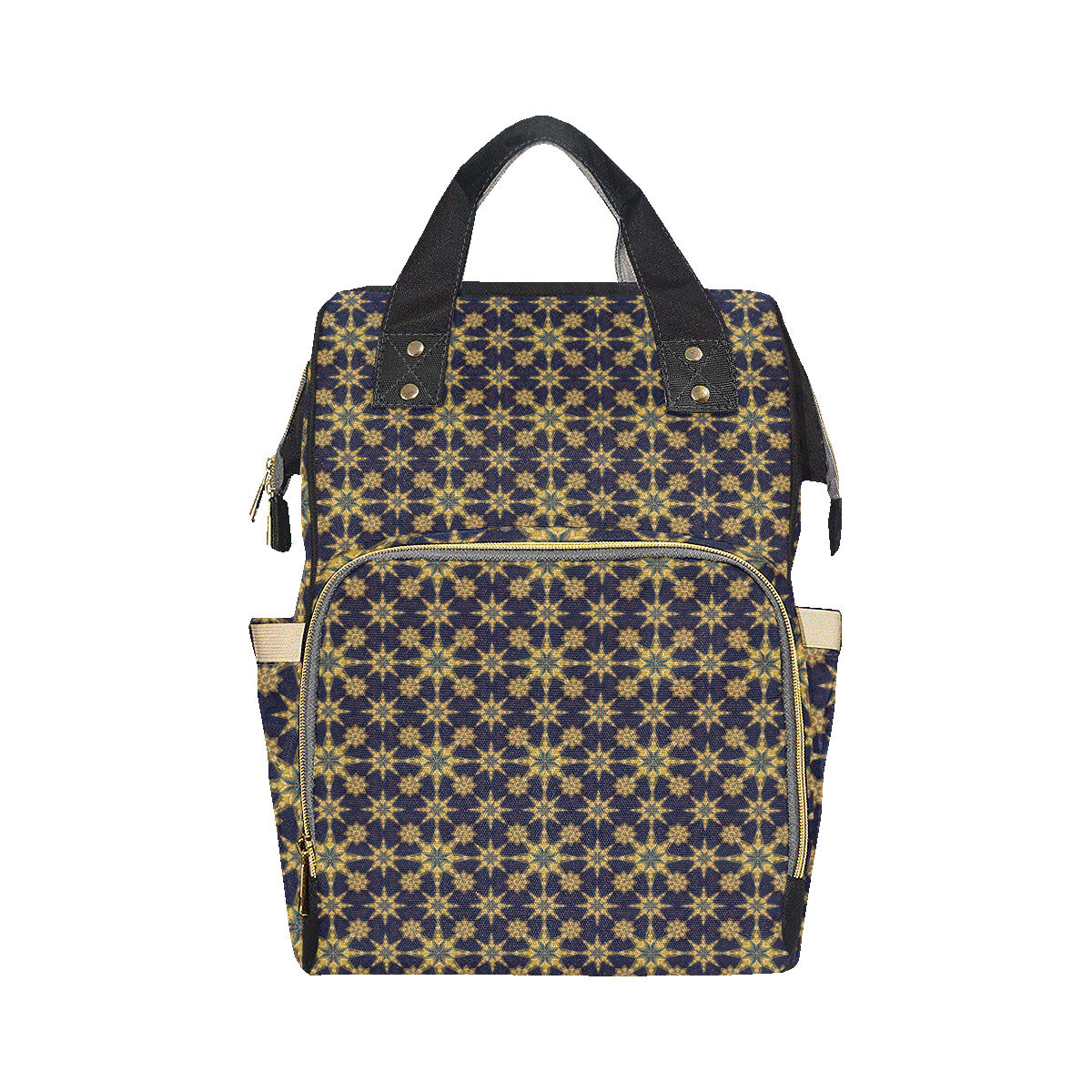 kaleidoscope Gold Print Design Diaper Bag Backpack