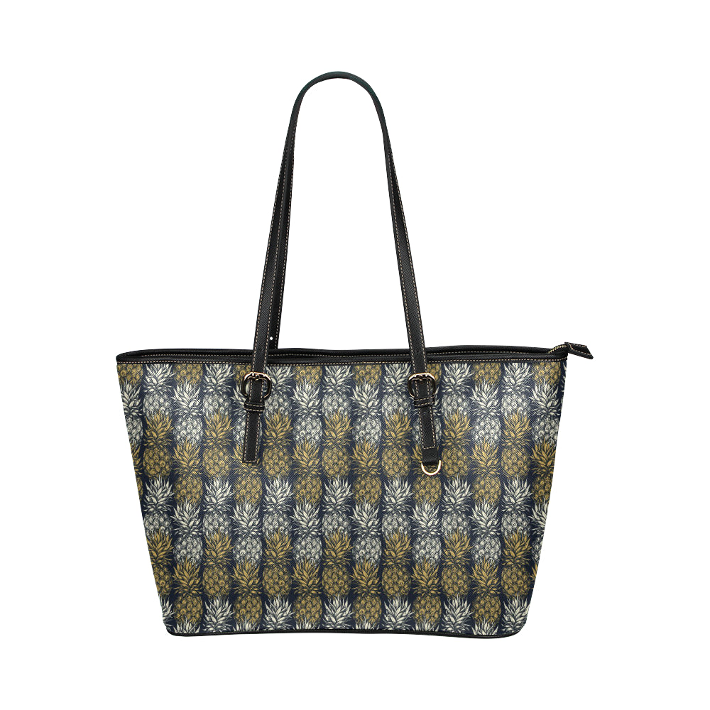 Pineapple Print Design Pattern Leather Tote Bag