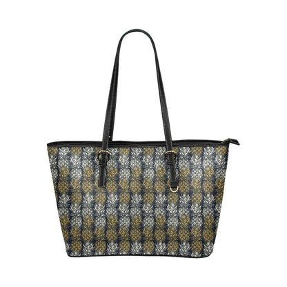 Pineapple Print Design Pattern Leather Tote Bag