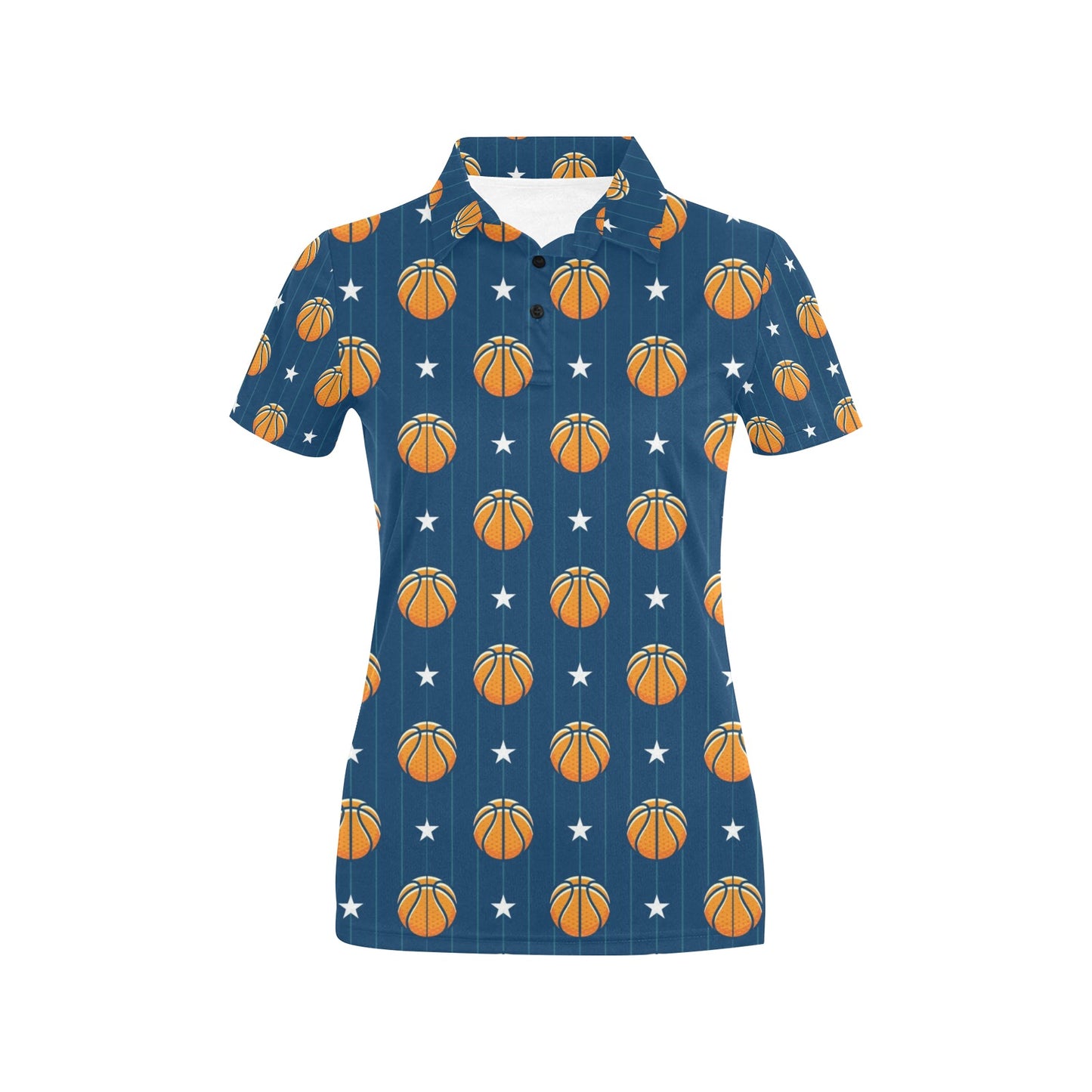Basketball Star Print Pattern Women's Polo Shirt