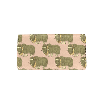 Yak Pattern Print Design 01 Women's Trifold Wallet
