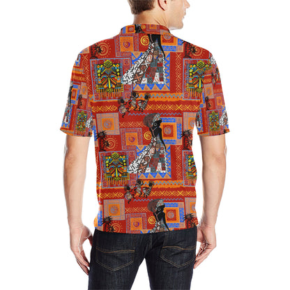 African Print Pattern Men Polo Shirt