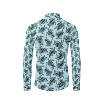 Sea Turtle Print Design LKS3010 Men's Long Sleeve Dress Shirt