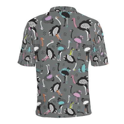 Ostrich Pattern Print Design 01 Men Polo Shirt