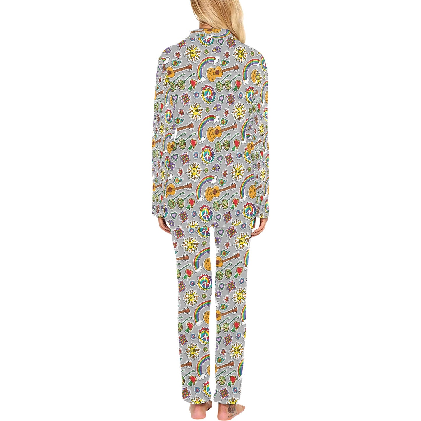 Hippie Print Design LKS306 Women's Long Pajama Set