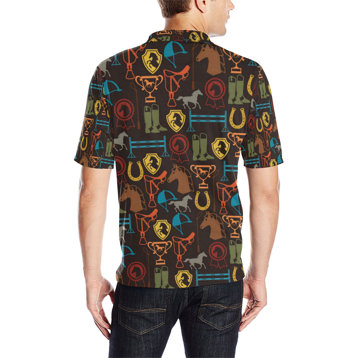 Equestrian Equipment Horse Colorful Men Polo Shirt