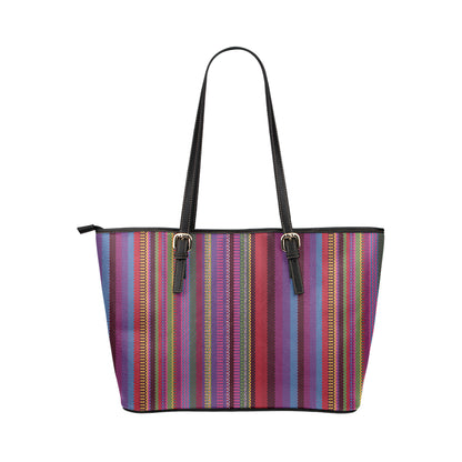 Serape Stripe Print Leather Tote Bag