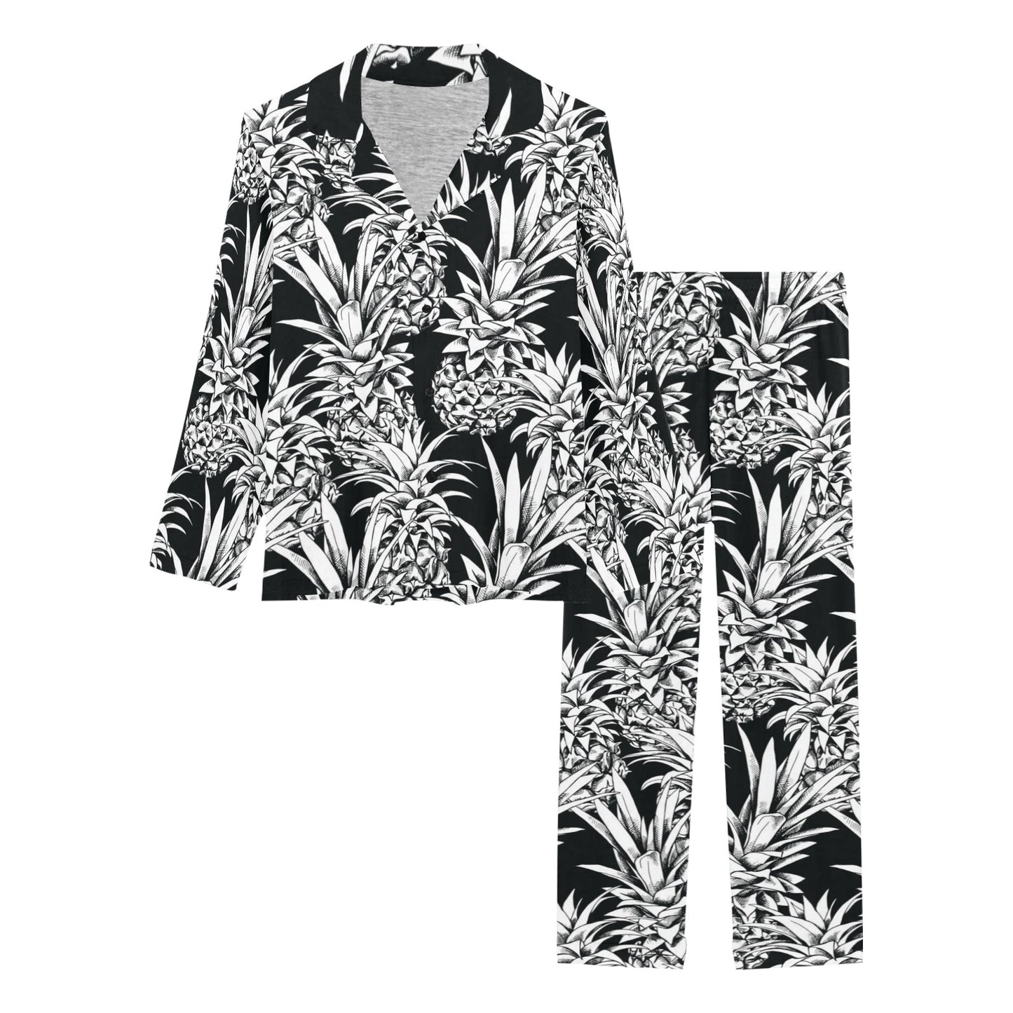 Pineapple Pattern Print Design PP08 Women's Long Pajama Set