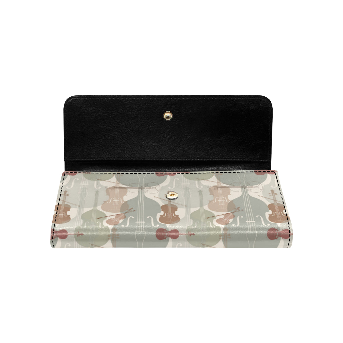 Violin Pattern Print Design 01 Women's Trifold Wallet