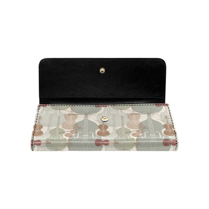 Violin Pattern Print Design 01 Women's Trifold Wallet