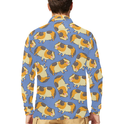 Guinea Pig Pattern Print Design 01 Long Sleeve Polo Shirt For Men's