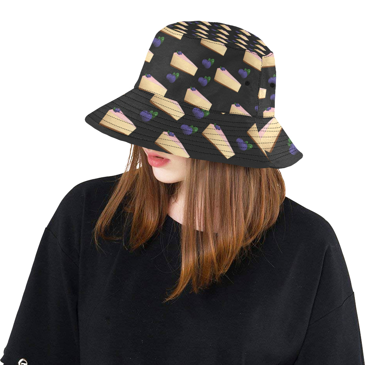 Cheesecake blueberry Pattern Print Design CK01 Unisex Bucket Hat