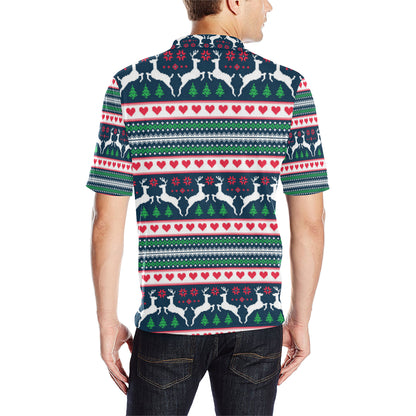 Reindeer Pattern Print Design 03 Men Polo Shirt