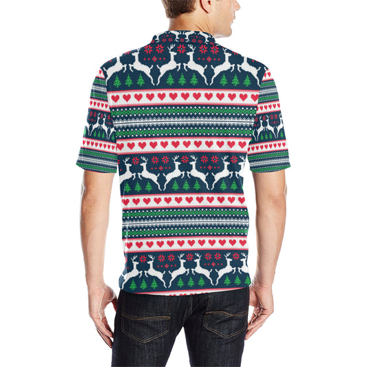 Reindeer Pattern Print Design 03 Men Polo Shirt