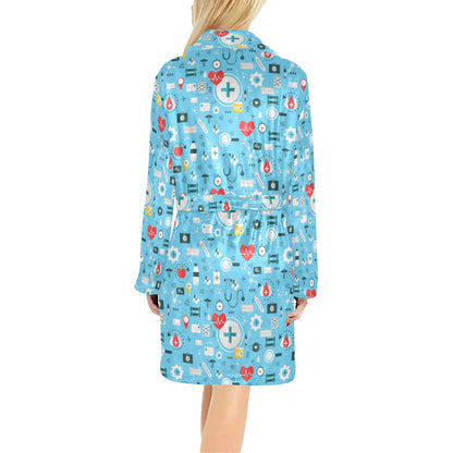 Medical Pattern Print Design 06 Women's Fleece Robe