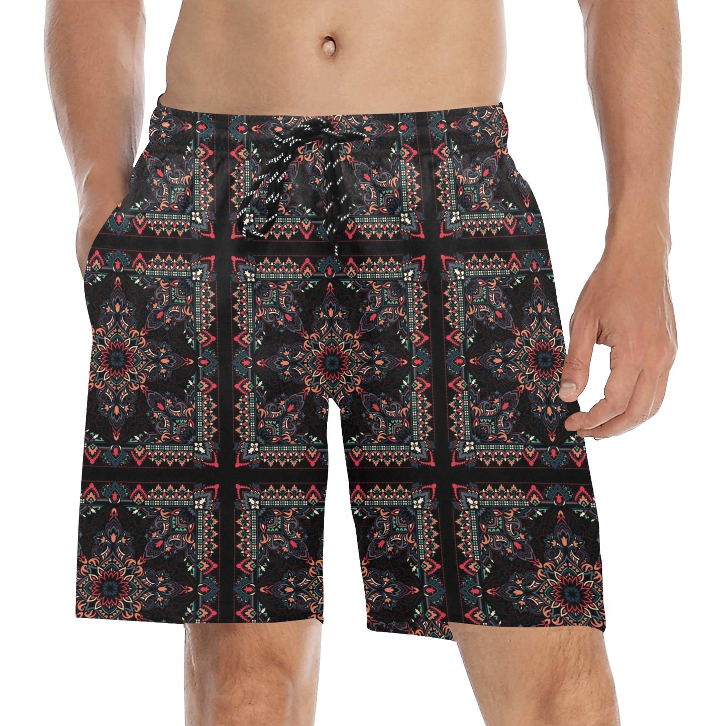 Bandana Print Design LKS307 Men's Swim Trunks Beach Shorts