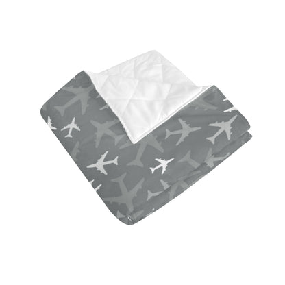 Airplane Pattern Print Design 02 Premium Quilt