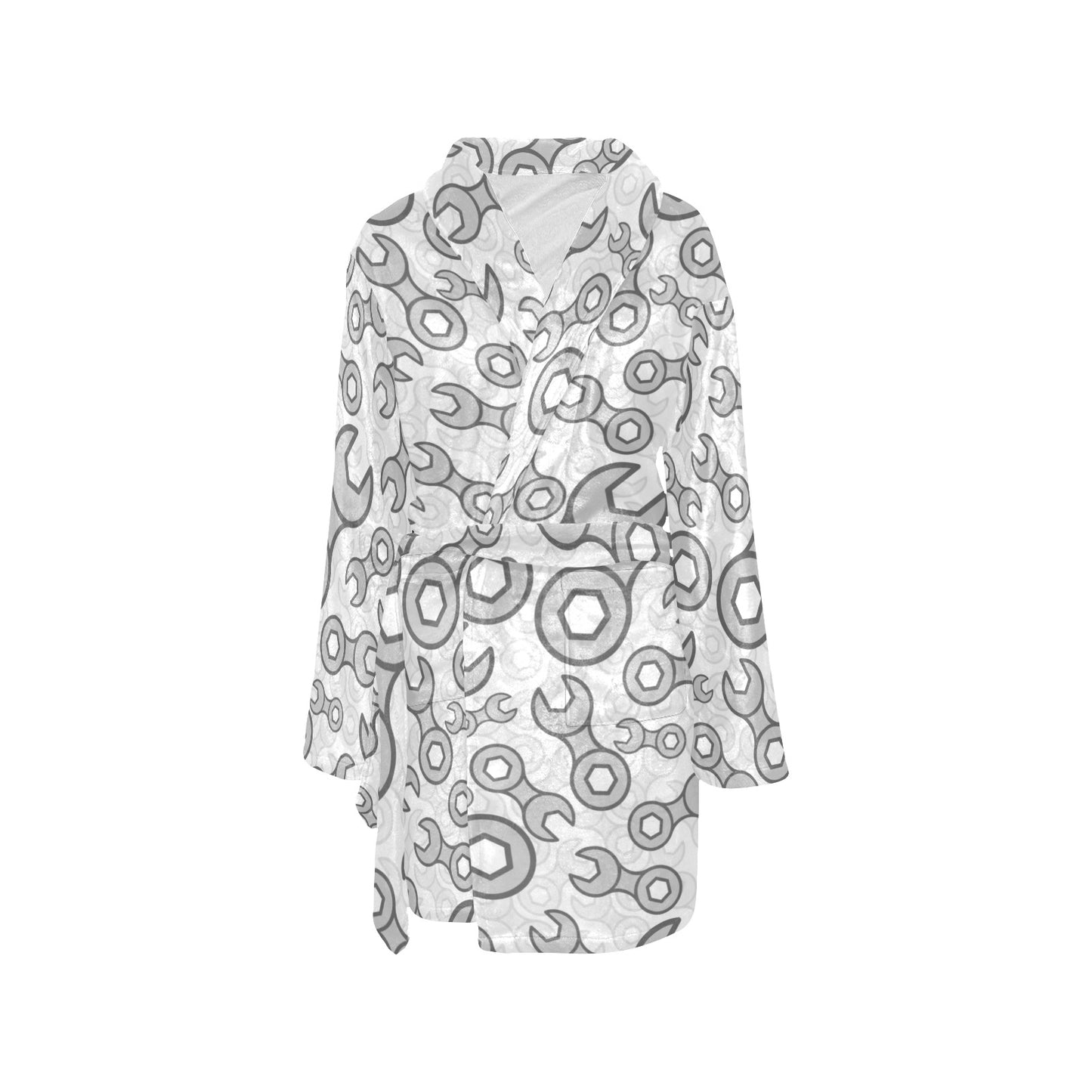 Mechanic Pattern Print Design 05 Women's Fleece Robe