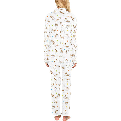 Russell Terriers With Balls Print Design LKS307 Women's Long Pajama Set