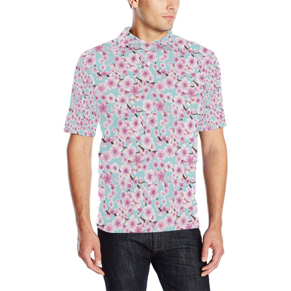Cherry Blossom Pattern Print Design 01 Men Polo Shirt