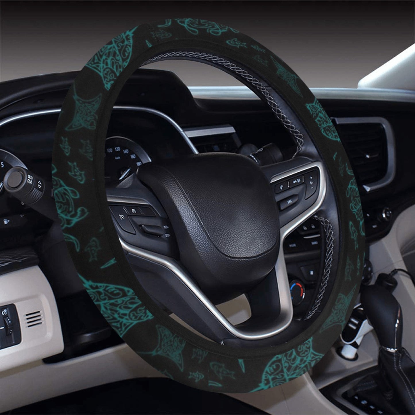 Manta Ray Print Design LKS402 Steering Wheel Cover with Elastic Edge