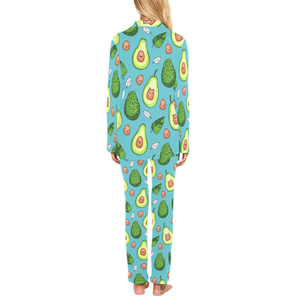 Avocado Pattern Print Design AC05 Women's Long Pajama Set