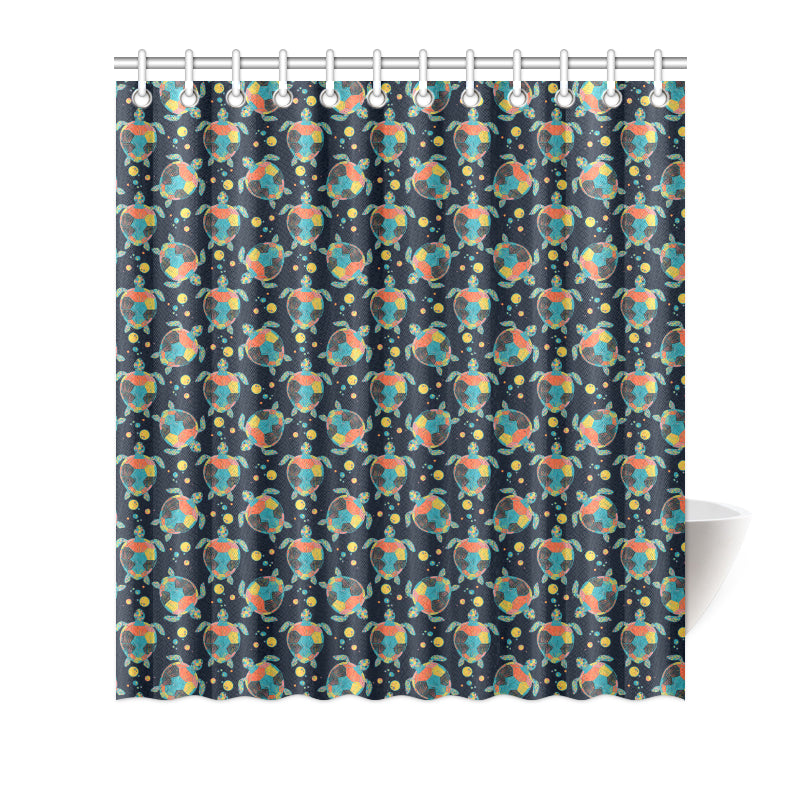 Sea Turtle Colorful with bubble Print Shower Curtain