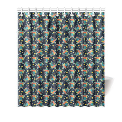 Sea Turtle Colorful with bubble Print Shower Curtain