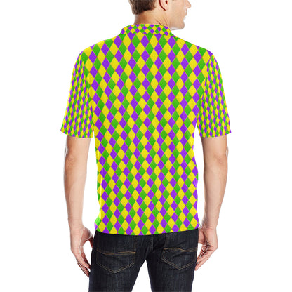 Mardi Gras Pattern Print Design 01 Men Polo Shirt