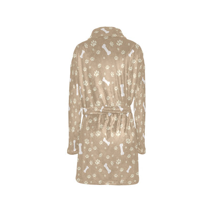 Dog Bone Paw Pattern Print Design 01 Women's Fleece Robe