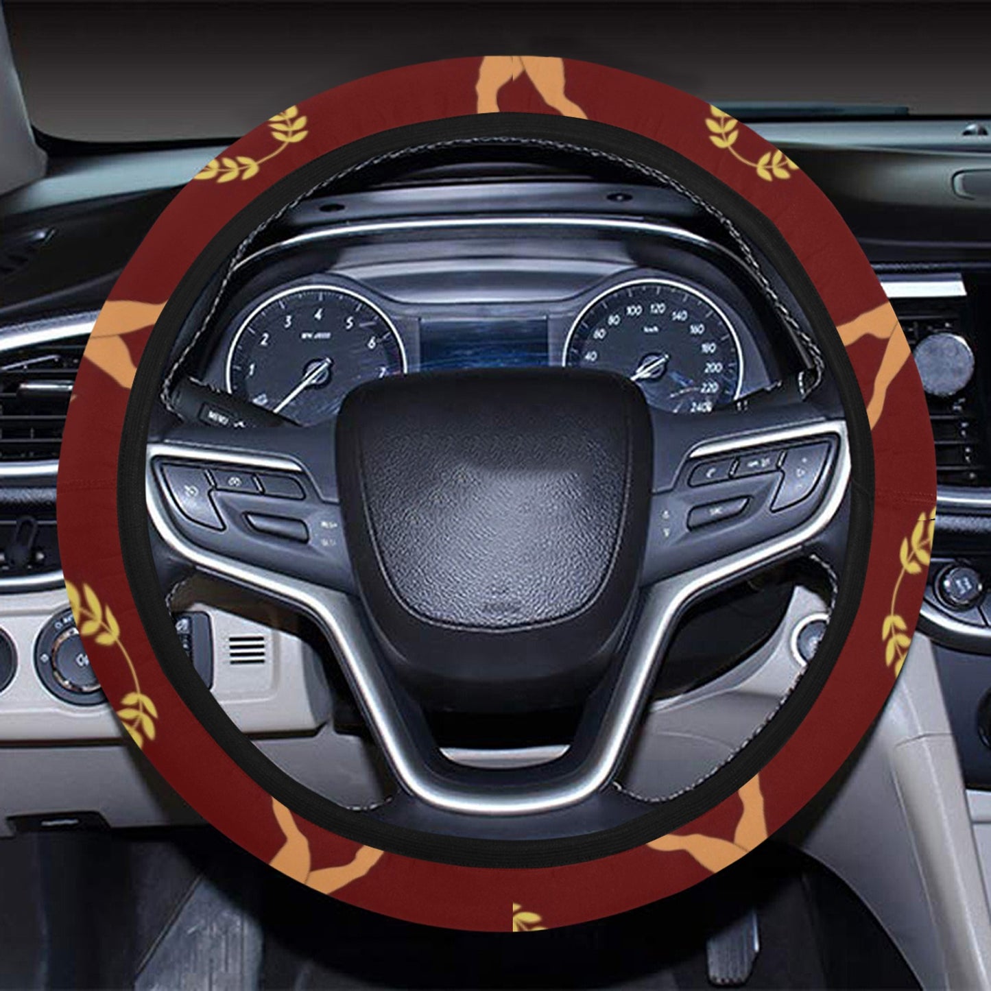 Ancient Greek Print Design LKS307 Steering Wheel Cover with Elastic Edge