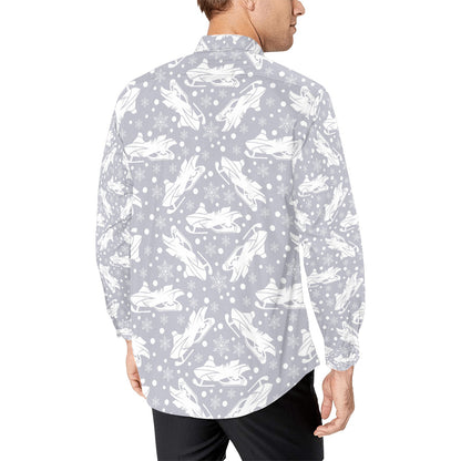 Snowmobile Print Design LKS302 Men's Long Sleeve Dress Shirt