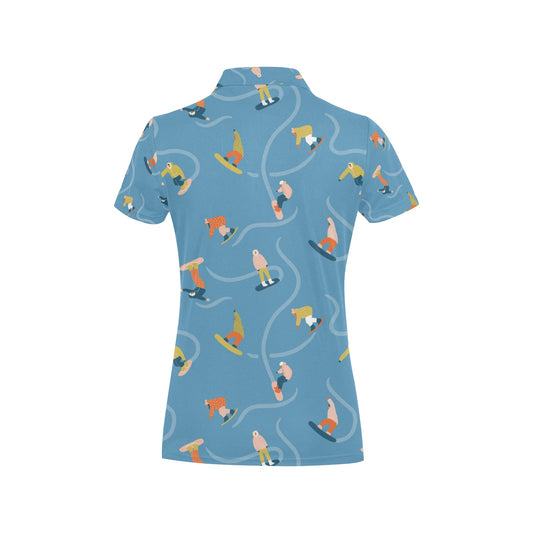 Snowboard Print Design LKS303 Women's Polo Shirt