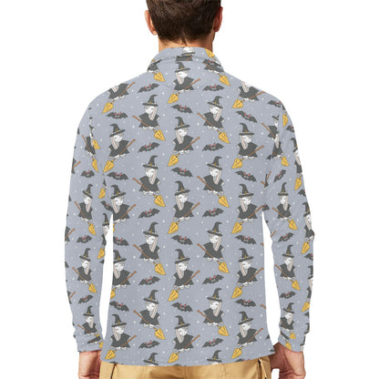 Witch Print Design LKS307 Long Sleeve Polo Shirt For Men's