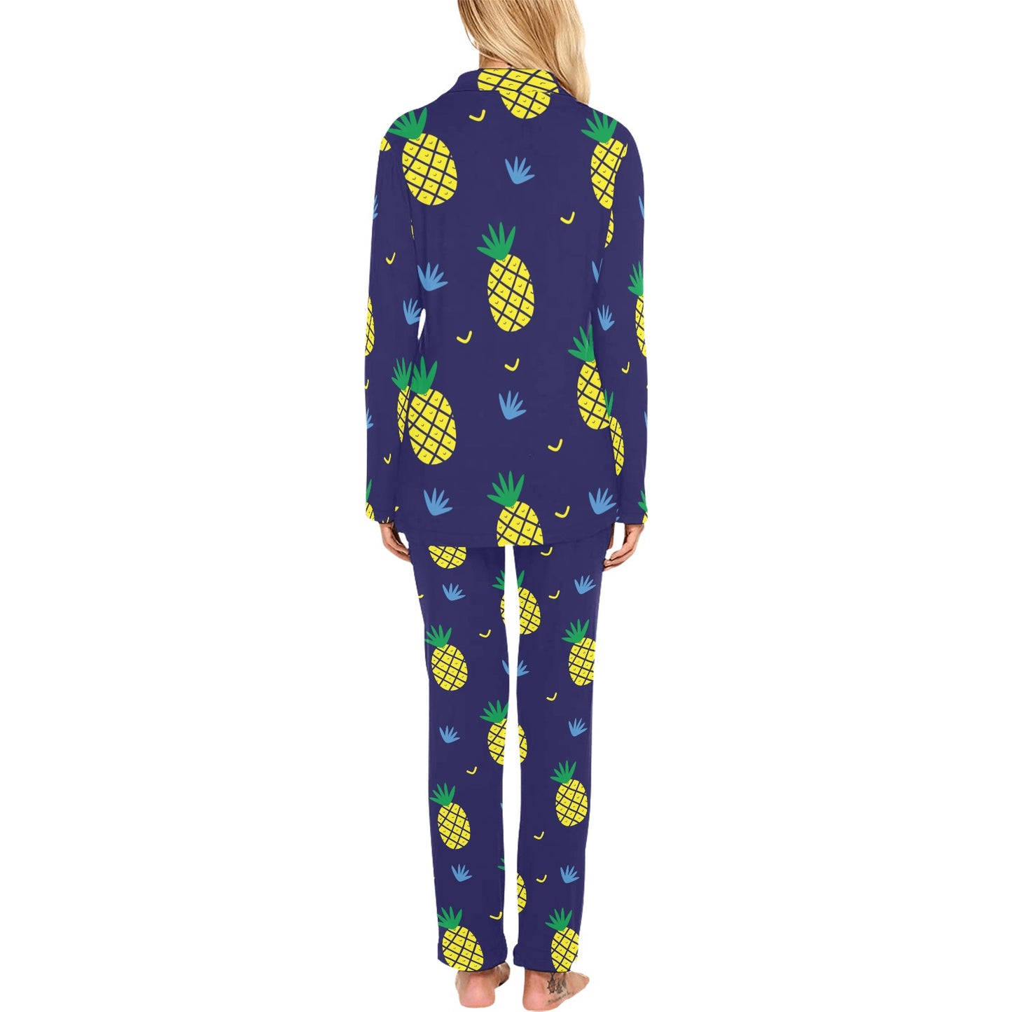 Pineapple Pattern Print Design A01 Women's Long Pajama Set