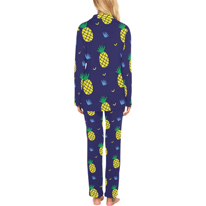 Pineapple Pattern Print Design A01 Women's Long Pajama Set